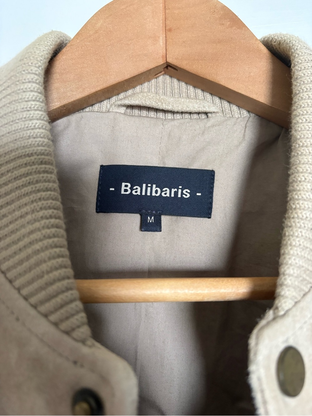 Balibaris Men's Goat Suede Bomber Jacket in Beige - Picture 2 of 5